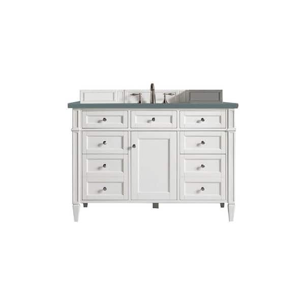 James Martin Vanities Brittany 48.0 in. W x 23.5 in. D x 34 in. H Bathroom Vanity in Bright White with Cala Blue Quartz Top