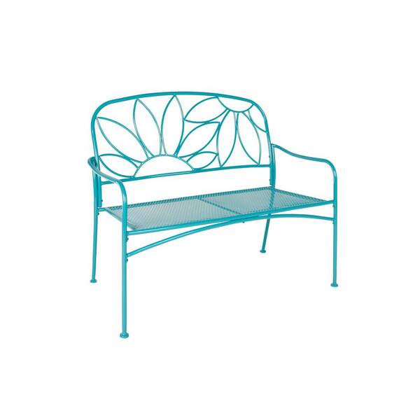 LIBERTY GARDEN Bright and Fun 2-Person Blue Metal Outdoor Bench