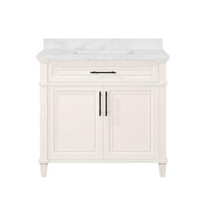 High brook 36 in. W x 22.1 in. D x 34.5 in. H Single Sink Bath Vanity in Picket Fence with White Engineered Marble Top