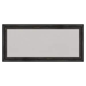 Rustic Pine Black Narrow Wood Framed Grey Corkboard 33 in. x 15 in. Bulletin Board Memo Board