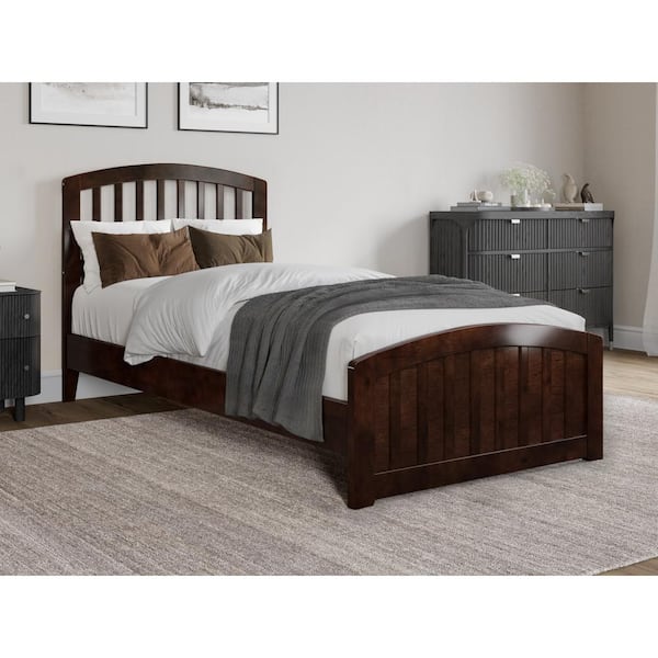 AFI Quincy Walnut Brown Solid Wood Frame Twin XL Low Profile Platform Bed with Matching Footboard