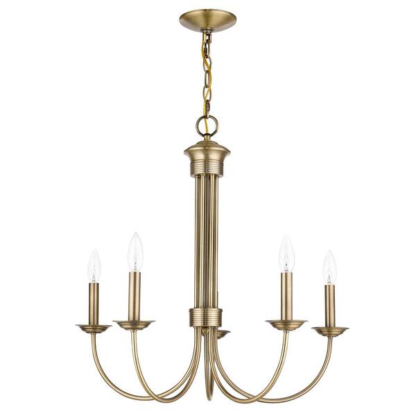 Livex Lighting Estate 5 Light Antique Brass Chandelier 42685-01