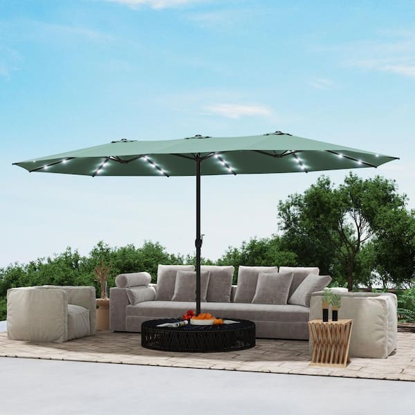 15 ft patio umbrella with stand 15FT Double-Sided Patio Umbrella with Umbrella Base and 2 Sandbags  Nuu  Garden