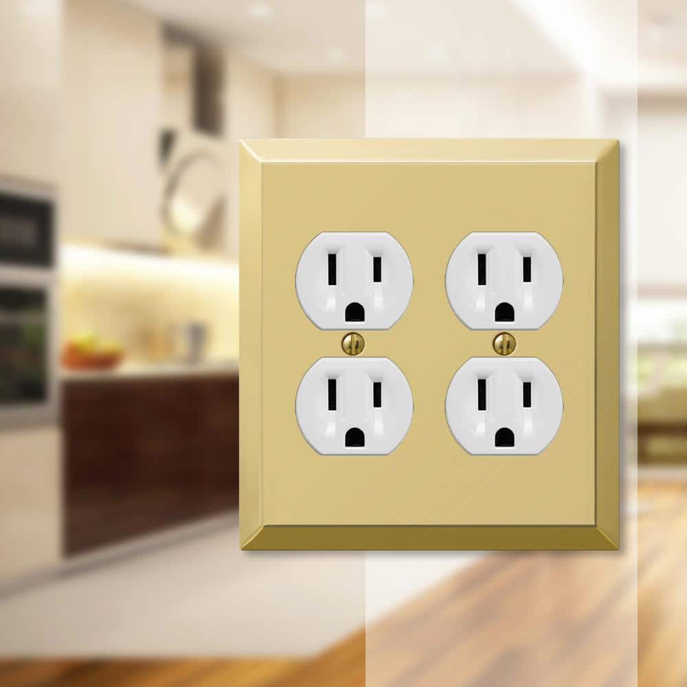 Amerelle Polished Brass 2-Gang Duplex Outlet Wall Plate