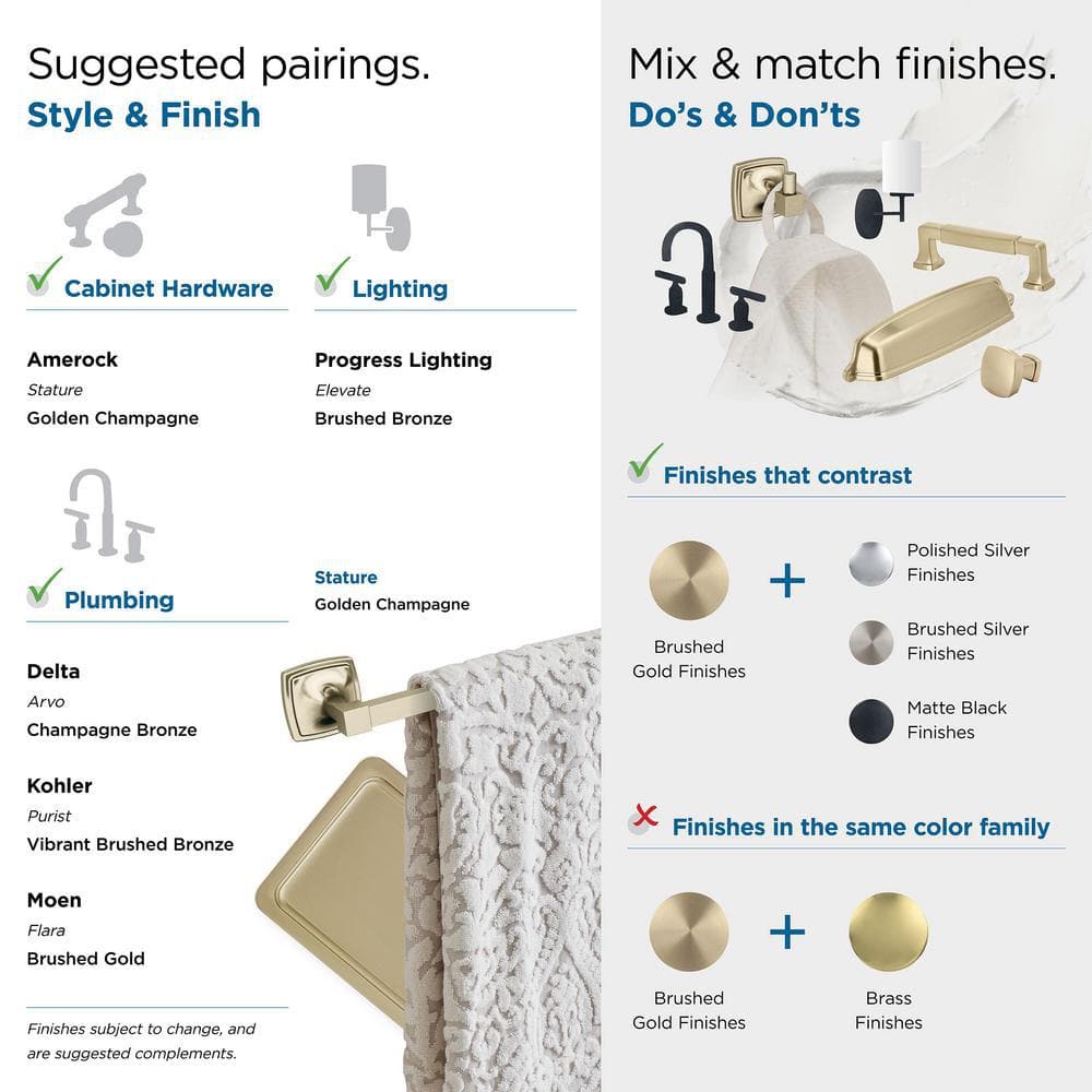 Golden Champagne Single Post Wall Mounted Toilet Paper Holder