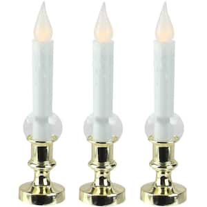 Remote Included Halloween 6PACK Black Wax Flameless Battery Powered Windows Candles with Remote and Timer & Candlestick Patented Removable Black Candleholders
