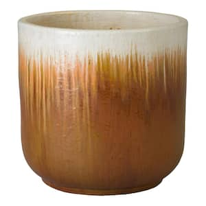 20 in. L x 20 in. H Amber Ceramic Round Planter with High-fire treatment