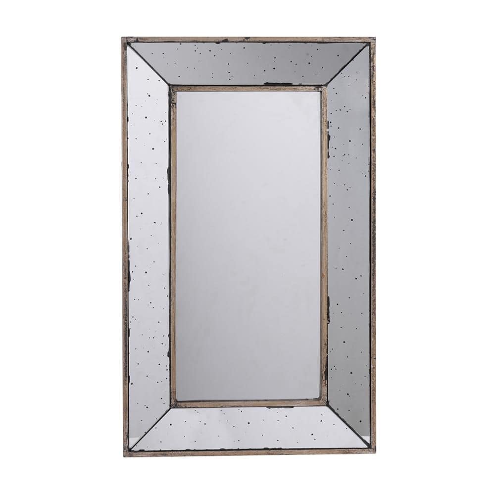 Silver 16.5 in. W x 24 in. H Bohemian Rectangle Wood Framed Mirror Wall Mir