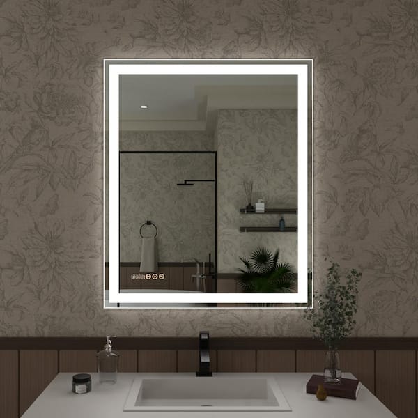 Hermitage Bath Swarm 30 in. W x 36 in. H Rectangular Frameless Radar LED Wall Bathroom Vanity Mirror