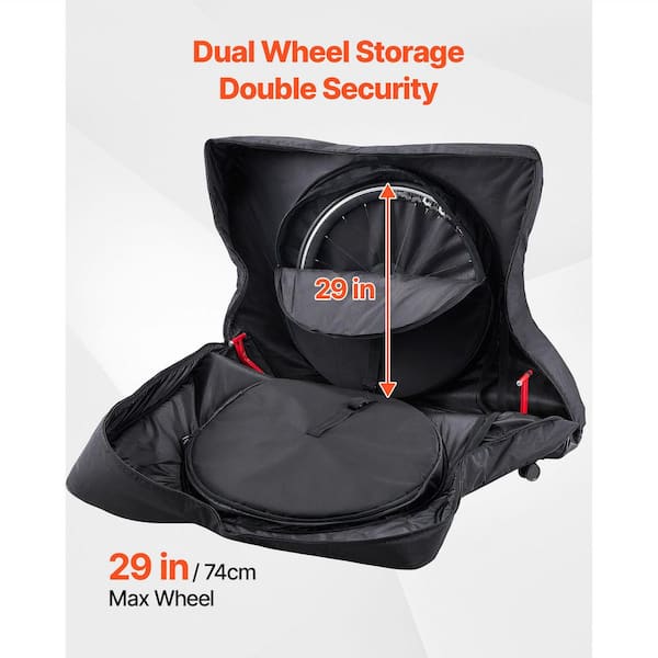 SKYSHALO Bike Travel Bag, Black Bicycle Case Wheelbase 37-42 in