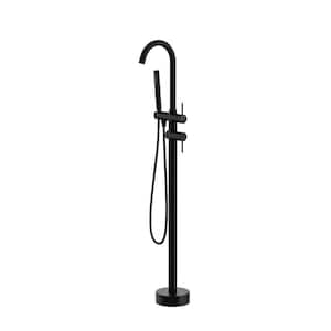1-Handle Claw Foot Tub Faucet with Hand Shower in Matte Black