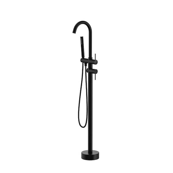 1-Handle Claw Foot Tub Faucet with Hand Shower in Matte Black