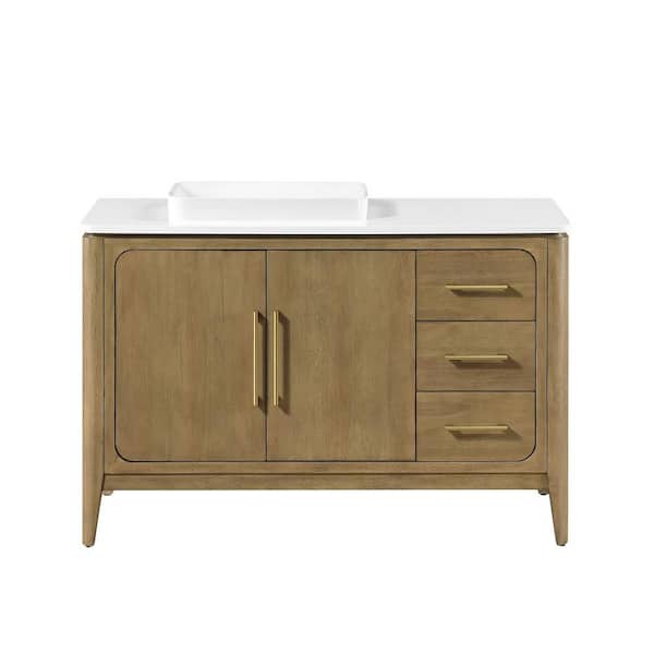 Heidi 48 in. Single Sink Freestanding Cortado Bath Vanity with White Quartz Top