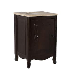 Moraga 24 in. W x 22 in. D x 36 in. H Single Vanity in Sable Walnut with Marble Vanity Top in Cream with White Basin