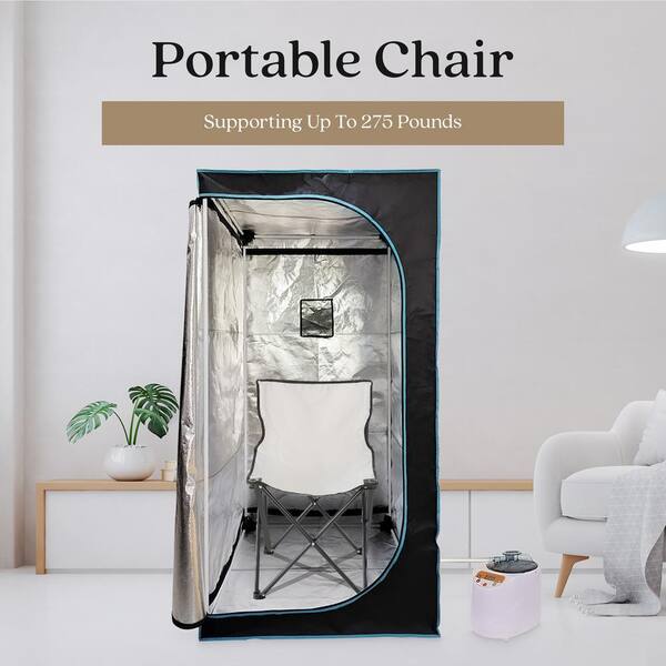 JOMEED 1-Person Indoor Portable Zip Sauna with Chair CC142 - The