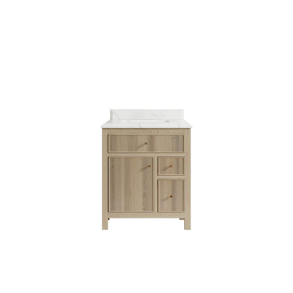 Sonoma Oak 30 in. W x 22 in. D x 36 in. H Bath Vanity in White Oak with 1.5 in. Calacatta Quartz Top price history on PriceWatchPro