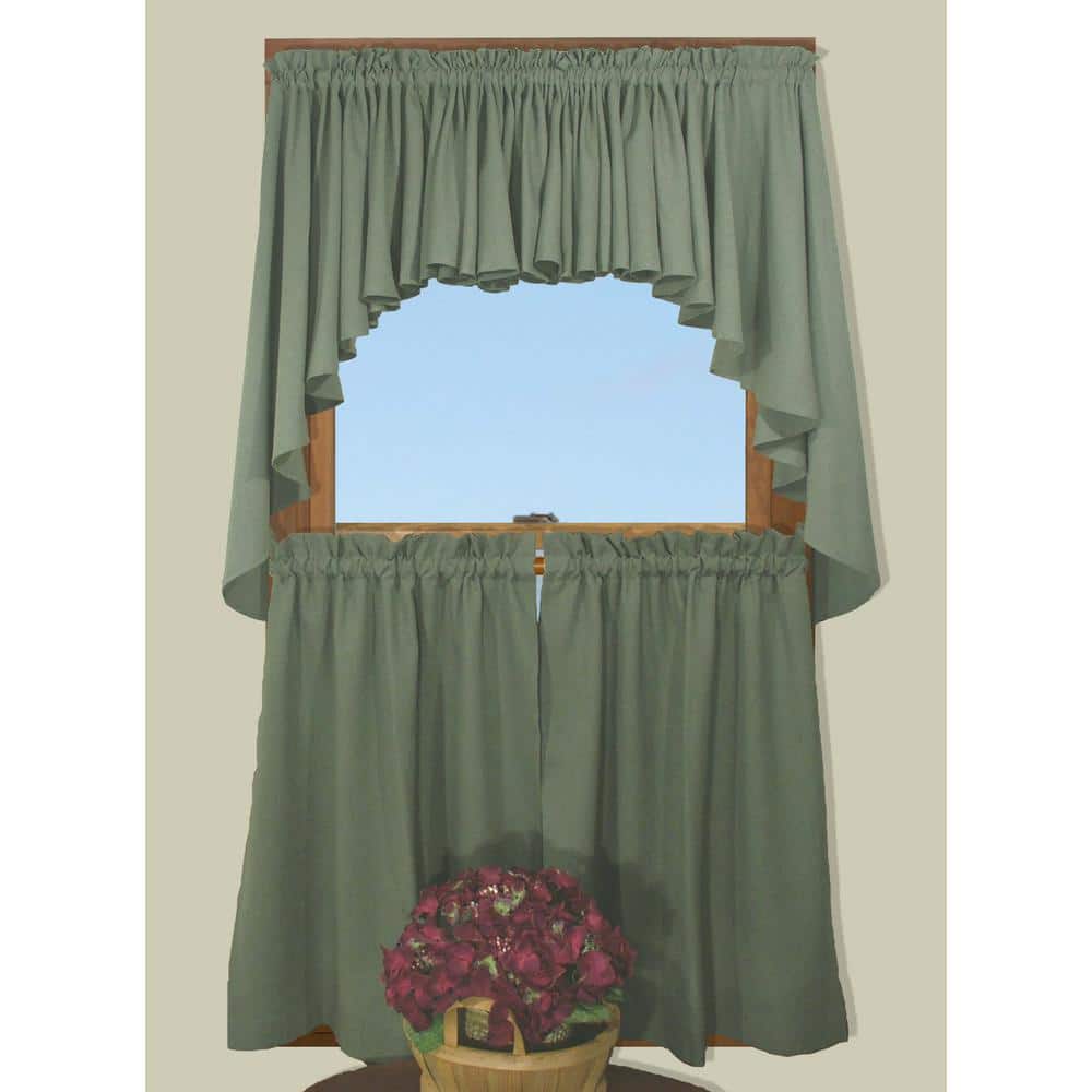 Glasgow 57 in. W x 36 in. L Woven Rod Pocket Tiers in Spanish Moss (2-Pack) price history on PriceWatchPro