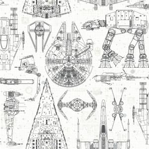 Star Wars Blueprint Blue Toile Vinyl Peel & Stick Wallpaper Roll (Covers 28.18 Sq. Ft.)