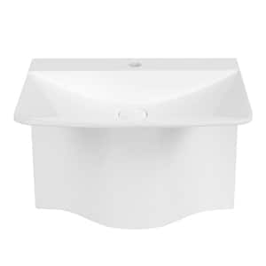 23.6 in. W x 17.7 in. D x 17.7 in. H Vanity in Glossy White with Solid Surface Resin Top in White with White Basin