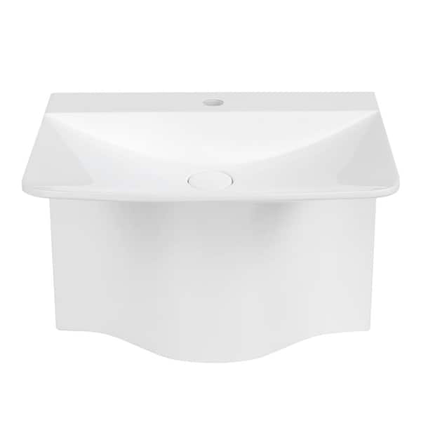 Streamline 23.6 in. W x 17.7 in. D x 17.7 in. H Vanity in Glossy White with Solid Surface Resin Top in White with White Basin