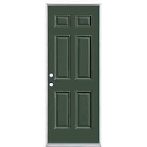 32 in. x 80 in. 6-Panel Right-Hand Inswing Painted Steel Prehung Front Exterior Door No Brickmold