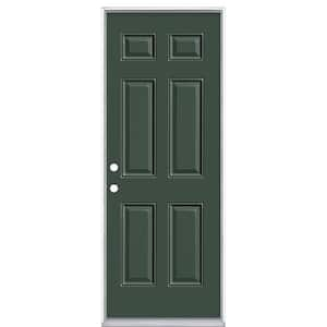 30 in. x 80 in. 6-Panel Right-Hand Inswing Painted Steel Prehung Front Exterior Door No Brickmold