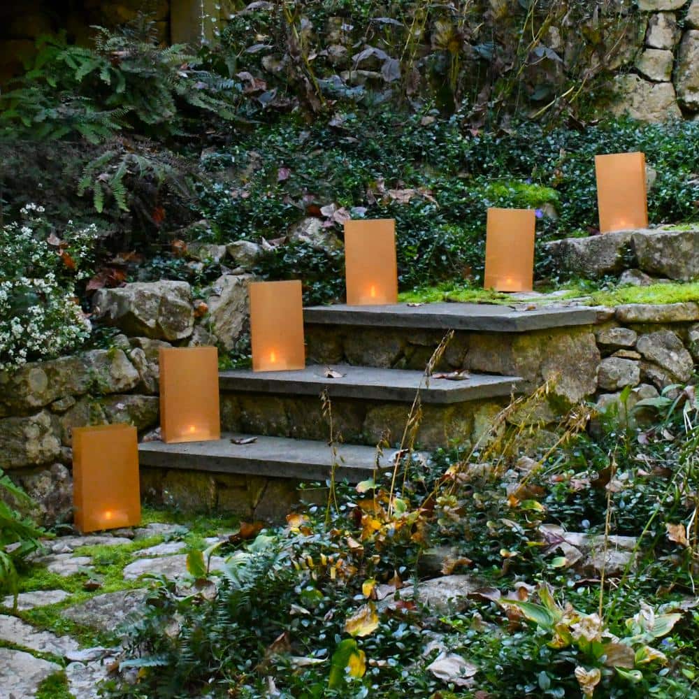 Tan Battery-Operated LED Luminaria Kit with Yellow Light
