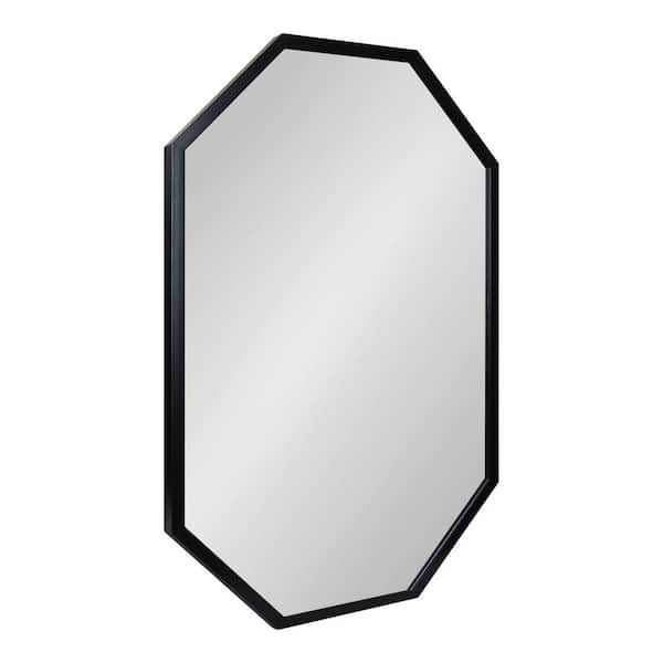 Kate and Laurel Laverty 36 in. x 24 in. Classic Octagon Framed Black Wall Mirror