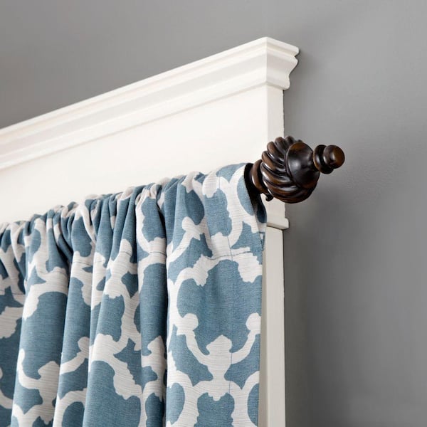 Kenney Babylon 28 in. - 48 in. Telescoping 3/4 in. Curtain Rod Kit in Dark Brown with Finial
