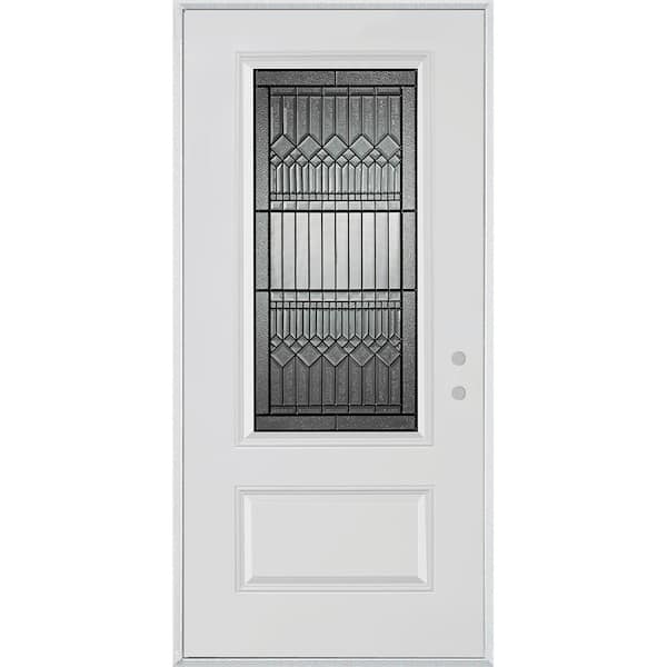Stanley Doors 32 in. x 80 in. Lanza Patina 3/4 Lite 1-Panel Painted White Left-Hand Inswing Steel Prehung Front Door