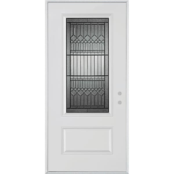 Stanley Doors 36 in. x 80 in. Lanza Patina 3/4 Lite 1-Panel Painted White Left-Hand Inswing Steel Prehung Front Door