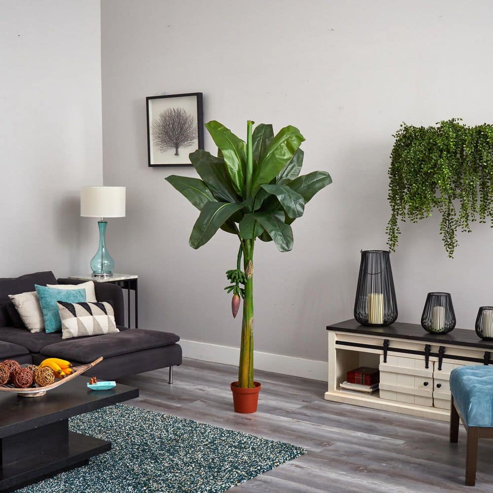 6-Foot Green Silk Banana Tree in Decorative Pot