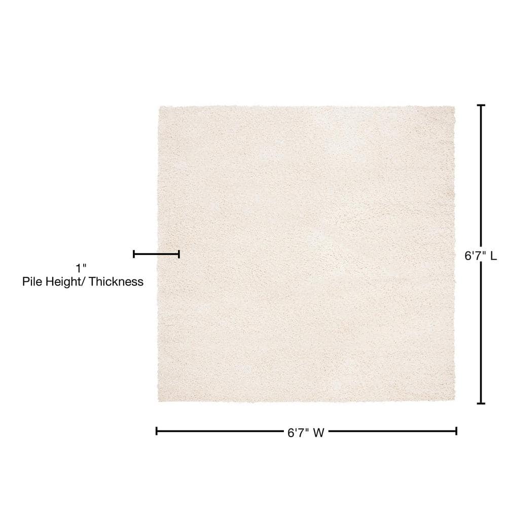 Ivory Square Shag Synthetic Area Rug, 6'7"