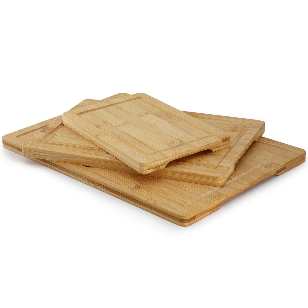 Elama 3 Piece 9 in., 12 in., and 15 in. Bamboo Wood Cutting Board Set with Juice Grooves 985123374M