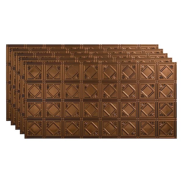 Fasade Traditional #4 2 ft. x 4 ft. Glue Up Vinyl Ceiling Tile in Oil Rubbed Bronze (40 sq. ft.)