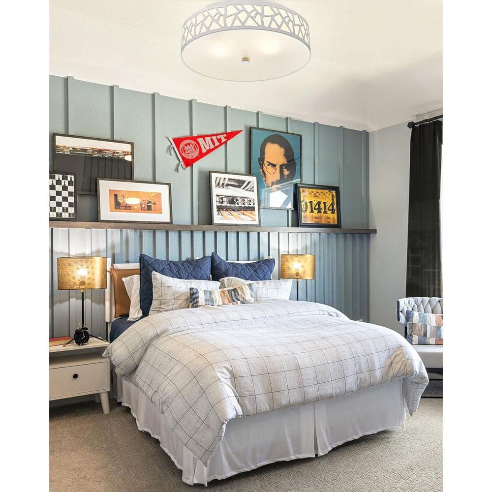 12 in. 2-Light White Modern Non-Smart Flush Mount Ceiling Light Fixture with Frosted Glass Shade (No Bulbs) price history on PriceWatchPro