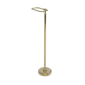 Retro Wave Collection Free Standing Toilet Tissue Holder in Unlacquered Brass