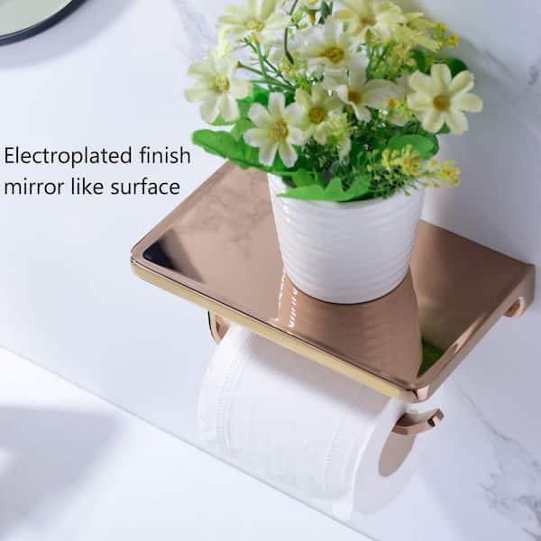 Dracelo Plastic Floor Stand 3-Roll Space-Saving Toilet Tissue Holder with Cover for Bathroom Corner in Light Pink