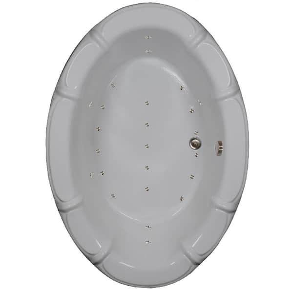 Comfortflo 68 in. x 48 in. Oval Drop-in Air Bathtub with Center Drain in Bone