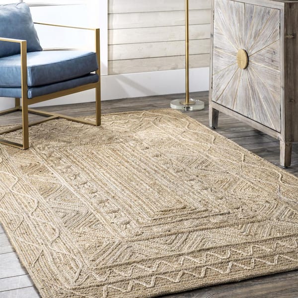 Beige Contemporary Rectangle Jute-Latex Rug  Buy Karma Anti-Slip Underlay  Online – Life Interiors