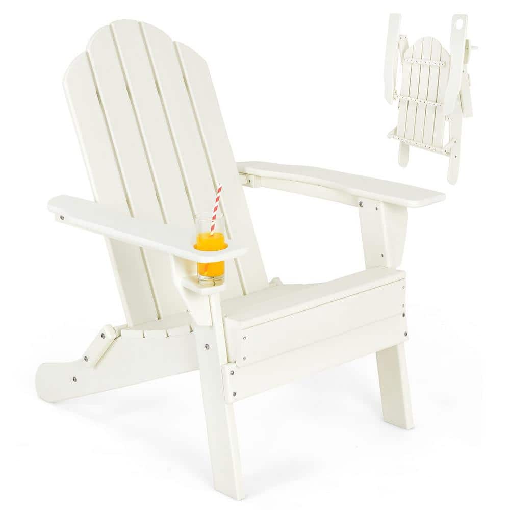 White Plastic Folding Adirondack Chair with Built-In Cup Holder price history on PriceWatchPro