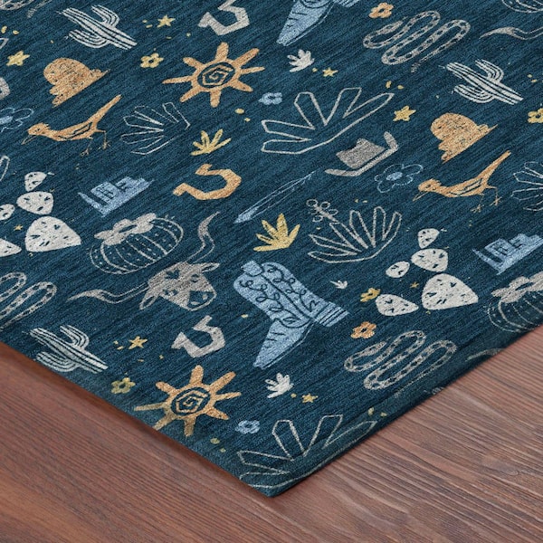 Chantille Machine Washable Indoor/Outdoor Abstract ACN2562 Navy 5 ft. x 7 ft. 6 in. Area Rug