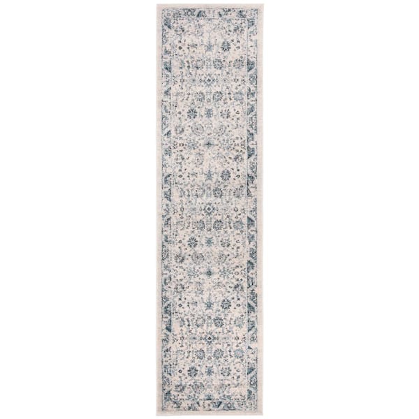 SAFAVIEH Charleston Ivory/Blue 2 ft. x 10 ft. Floral Runner Rug