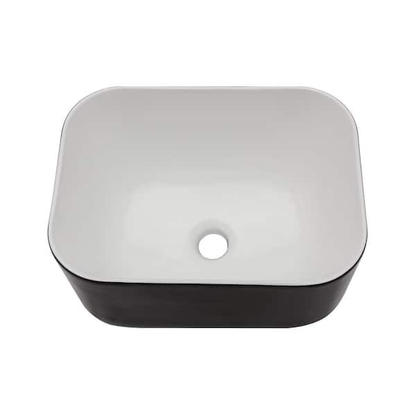 Coporesell 16 in. Vessel Rectangular Bathroom Sink in Black Ceramic