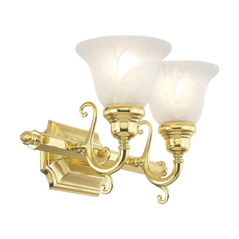Polished Brass Traditional Bathroom Vanity Light with Bell Shades
