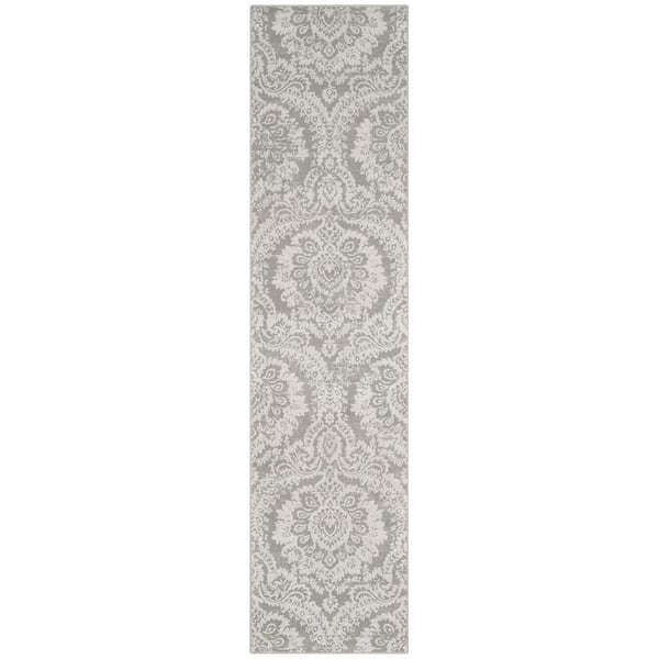 SAFAVIEH Princeton Gray/Beige 2 ft. x 8 ft. Floral Geometric Runner Rug