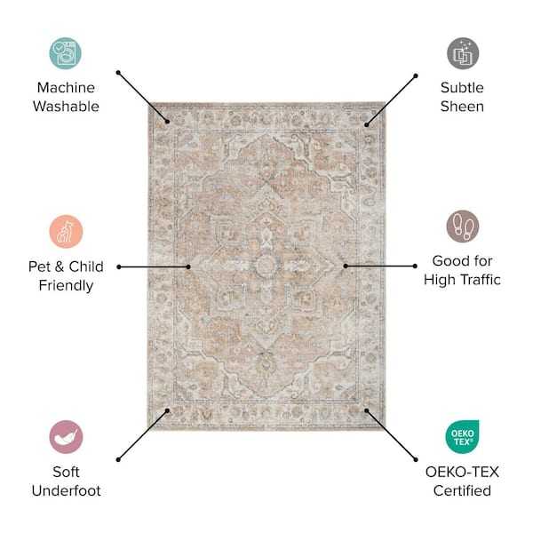 7 ft. x 9 ft. Gray And Ivory Moroccan Washable Area Rug