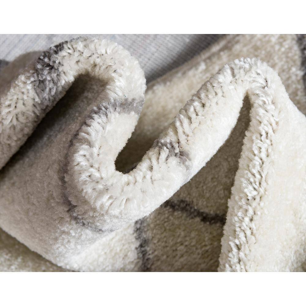 Ivory Trellis Rectangular Easy-Care Synthetic Area Rug