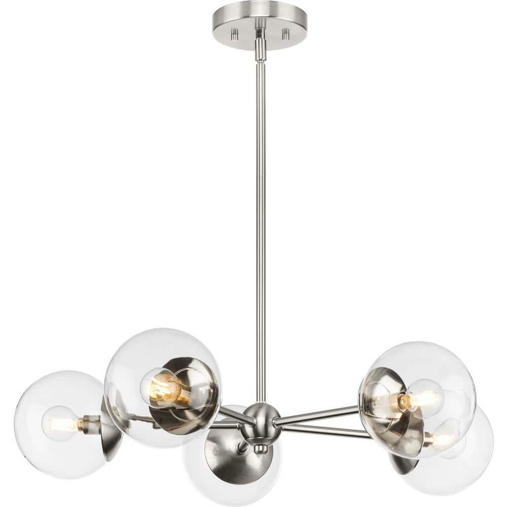 Progress Lighting Glayse 4-Light Brushed Nickel Modern/Contemporary Beveled Glass Square Medium Hanging Pendant Light