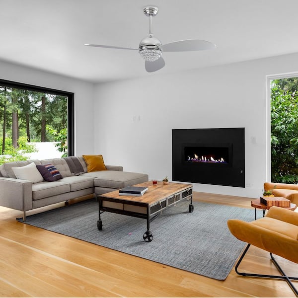 Corvin II 48 in. Integrated LED Indoor Chrome Smart Ceiling Fan with Crystal Light, Remote Works with Alexa/Google Home